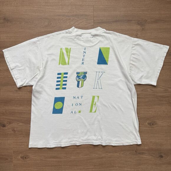 Rare Vintage 80s Nike International Swoosh Size L Abstract Single Stitch T Shirt - Picture 10 of 10